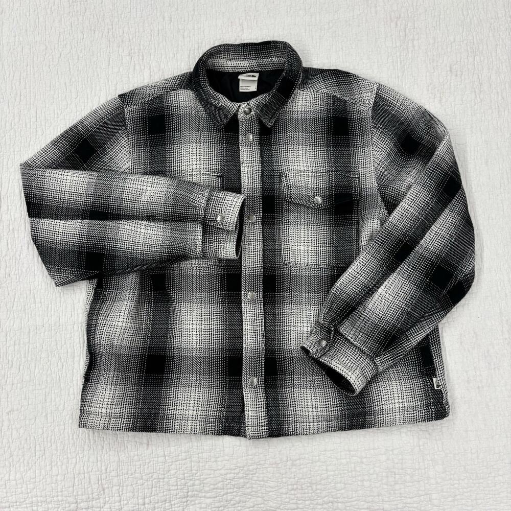 The North Face Valley Twill Utility Shacket Mens Size Large Black Plaid Flannel